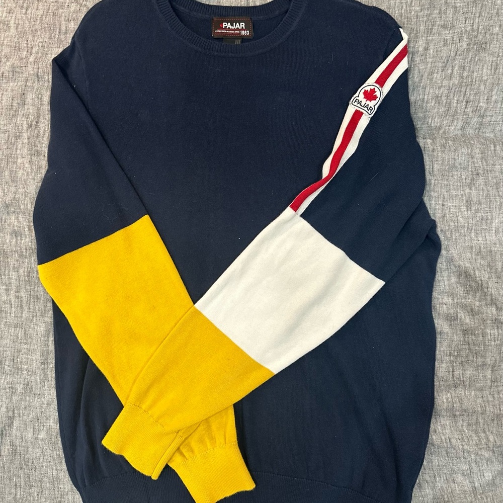 Pajar Men's Navy and Yellow Sweater